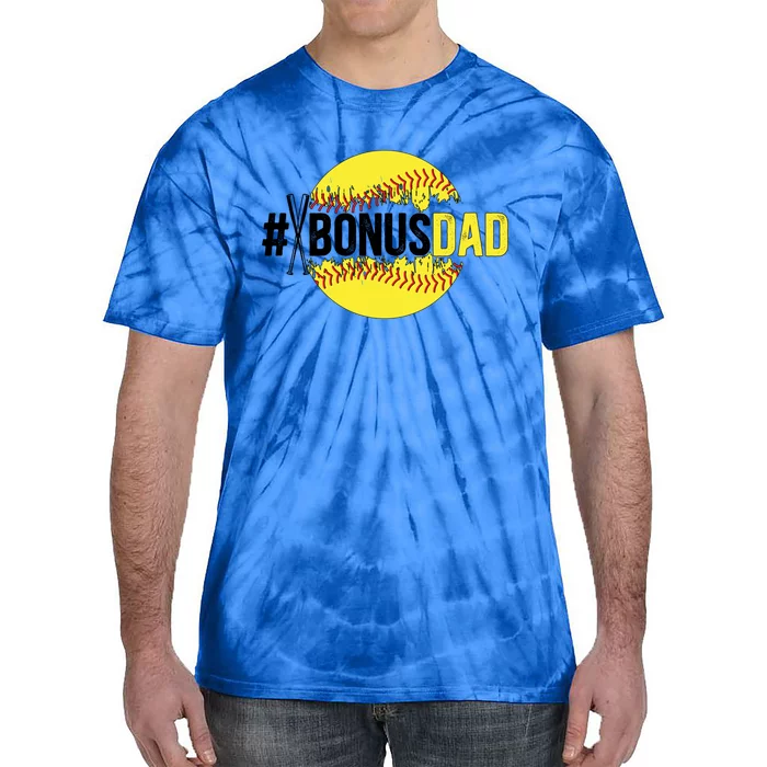 Softball Bonus Dad Proud Softball Player Bonus Dad Meaningful Gift Tie-Dye T-Shirt