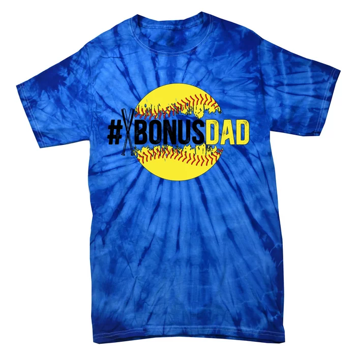 Softball Bonus Dad Proud Softball Player Bonus Dad Meaningful Gift Tie-Dye T-Shirt