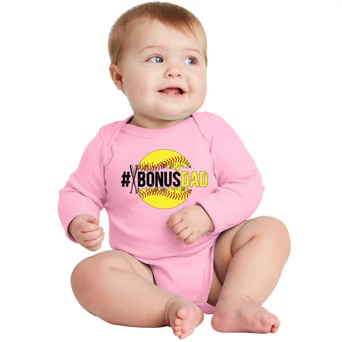 Softball Bonus Dad Proud Softball Player Bonus Dad Meaningful Gift Baby Long Sleeve Bodysuit