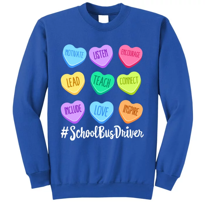 School Bus Driver Teacher Valentine's Day Pastel Candy Heart Gift Sweatshirt