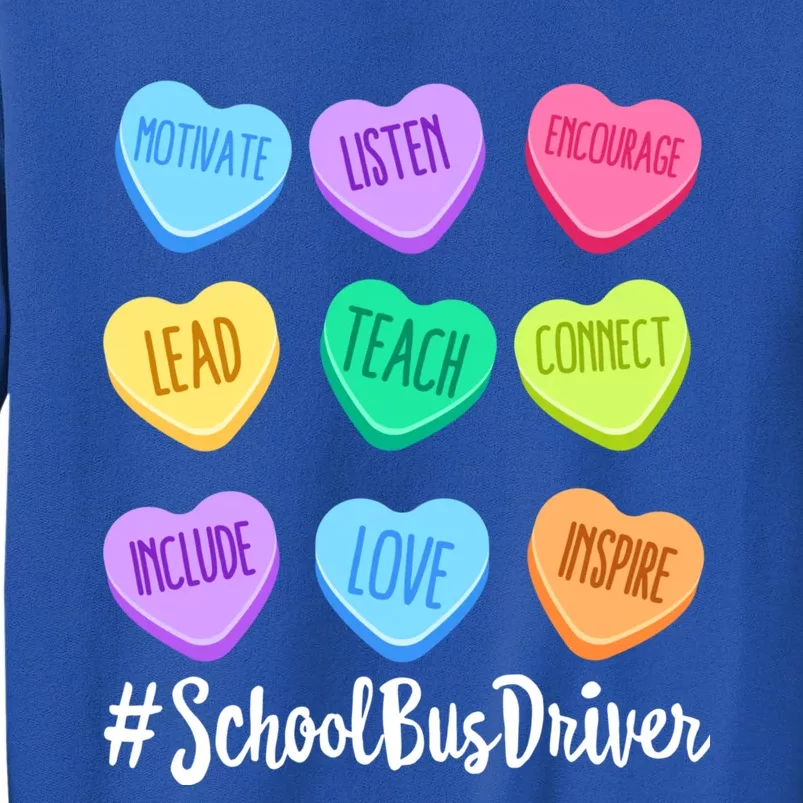 School Bus Driver Teacher Valentine's Day Pastel Candy Heart Gift Tall Sweatshirt