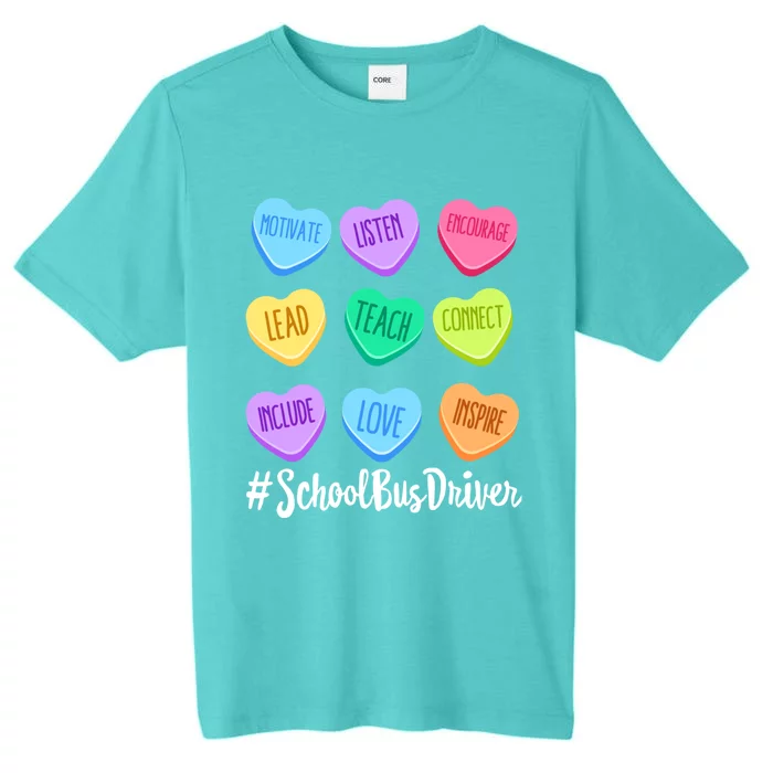 School Bus Driver Teacher Valentine's Day Pastel Candy Heart Gift ChromaSoft Performance T-Shirt