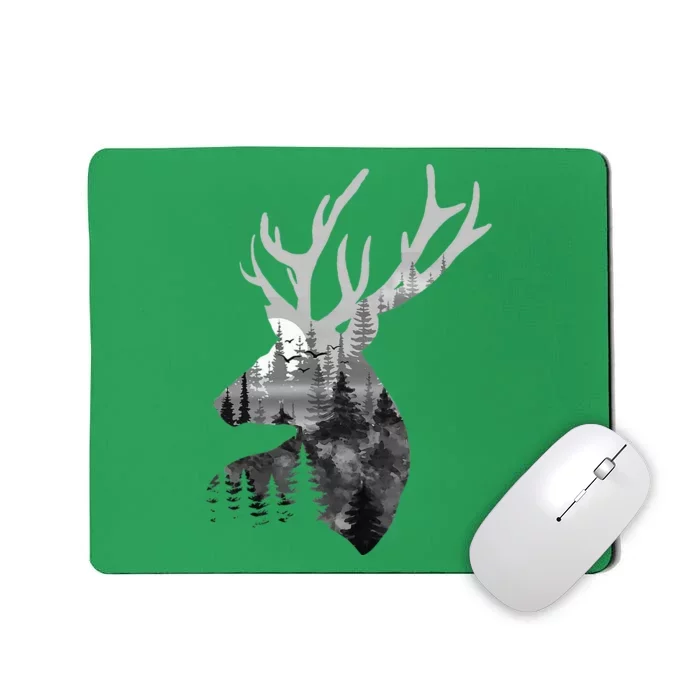 Silhouette Buck Deer Artwork Forest Wildlife Animal Lover Mousepad