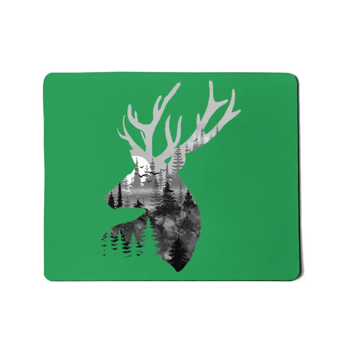 Silhouette Buck Deer Artwork Forest Wildlife Animal Lover Mousepad