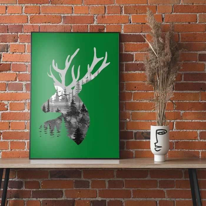 Silhouette Buck Deer Artwork Forest Wildlife Animal Lover Poster