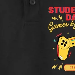 Student By Day Gamer By Night Dry Zone Grid Performance Polo