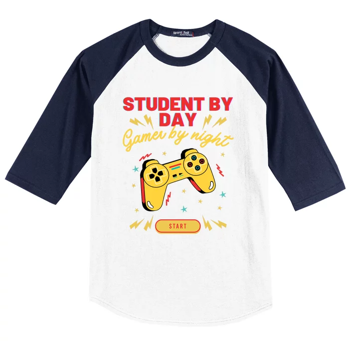 Student By Day Gamer By Night Baseball Sleeve Shirt