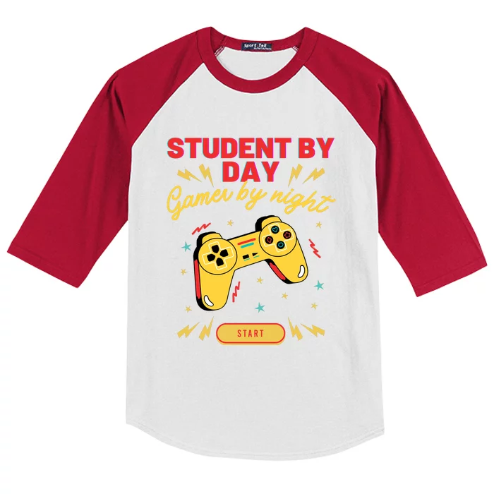 Student By Day Gamer By Night Kids Colorblock Raglan Jersey