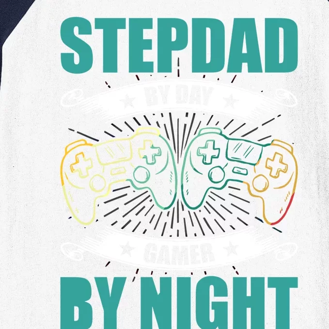 Stepgiftdad By Day Gamer By Night Video Game Stepdad Gift Baseball Sleeve Shirt