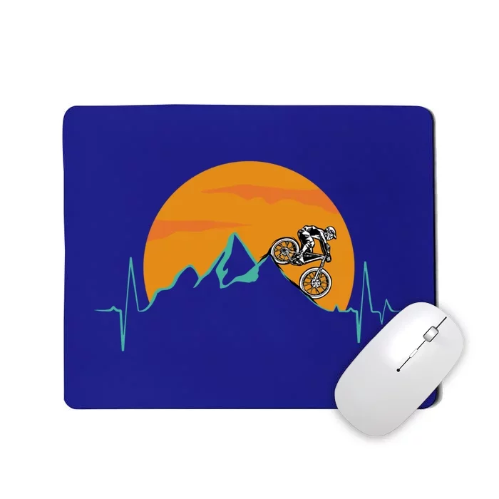 Sunset Biker Downhill Mtb Biking Mountain Bike Heartbeat Meaningful Gift Mousepad