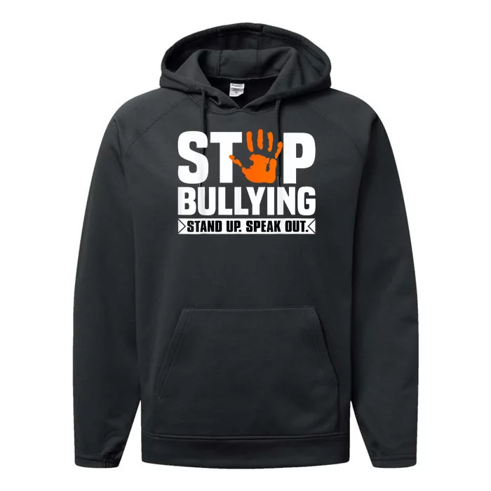 Stop Bullying Design Orange Stand Up Speak Out Unity Day Performance Fleece Hoodie