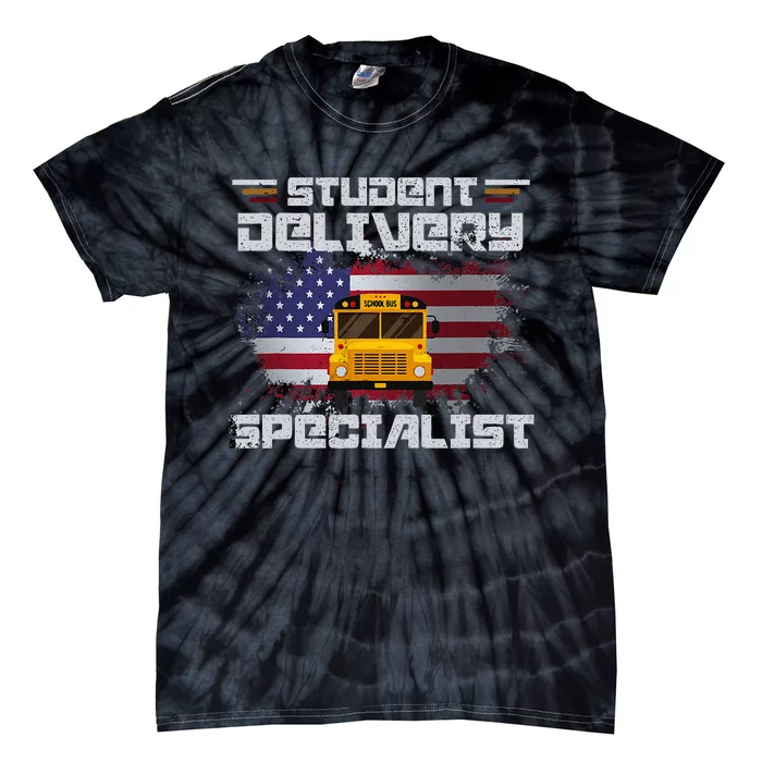 School Bus DriverS American Flag Tie-Dye T-Shirt