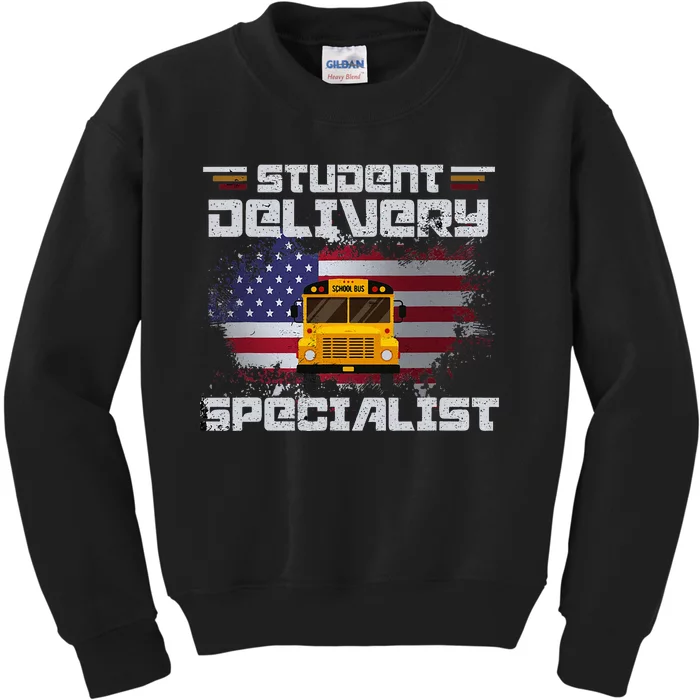 School Bus DriverS American Flag Kids Sweatshirt