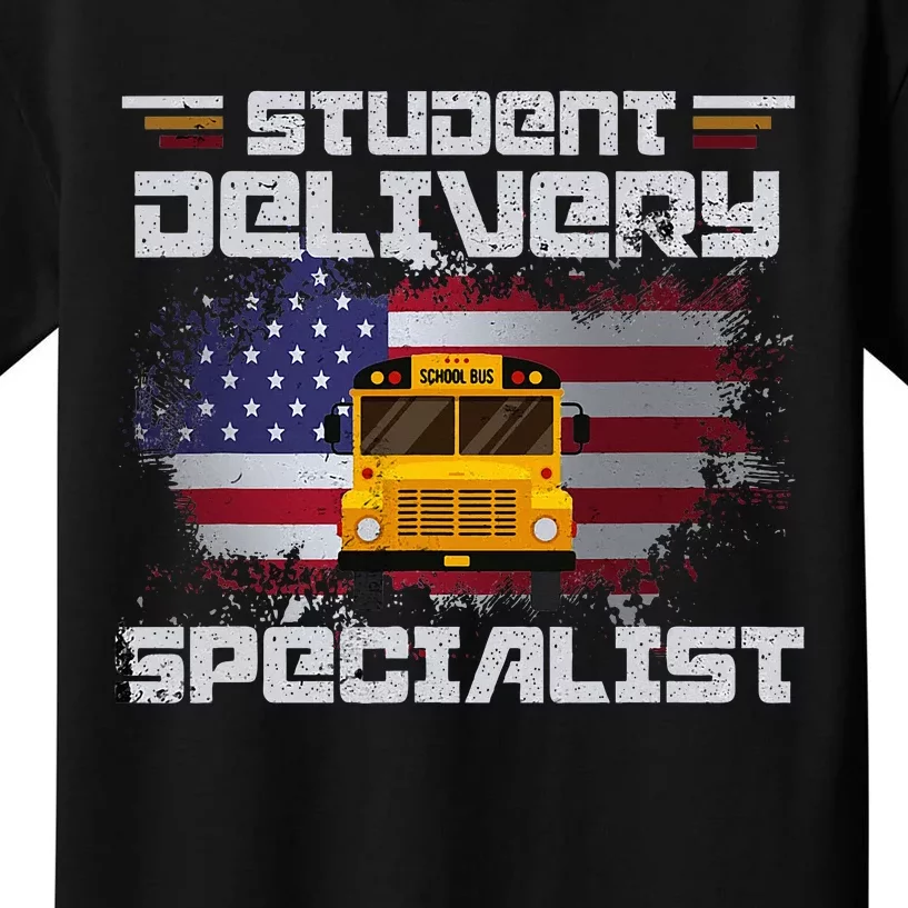 School Bus DriverS American Flag Kids T-Shirt