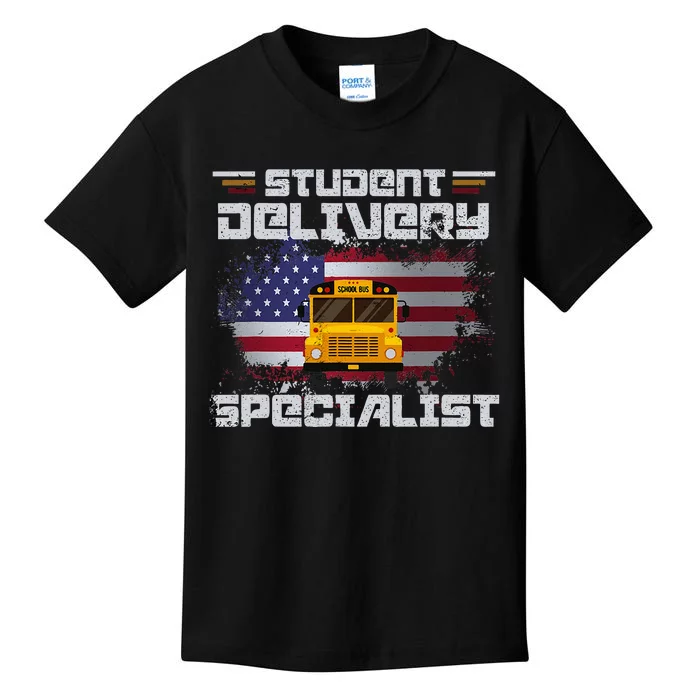 School Bus DriverS American Flag Kids T-Shirt