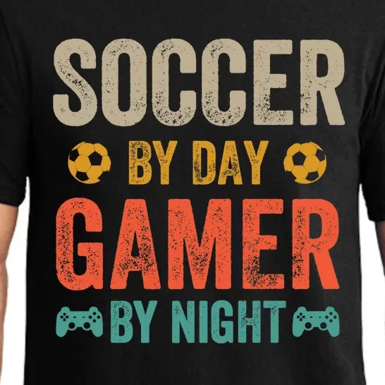 Soccer By Day Gamer By Night Sports Video Game Lover Gifts Premium Pajama Set