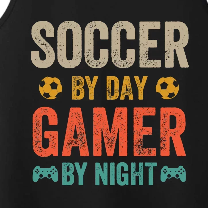 Soccer By Day Gamer By Night Sports Video Game Lover Gifts Premium Performance Tank