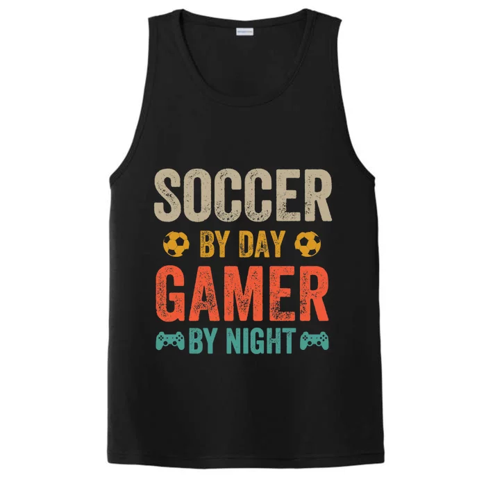 Soccer By Day Gamer By Night Sports Video Game Lover Gifts Premium Performance Tank