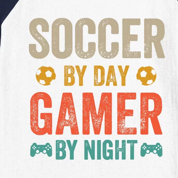 Soccer By Day Gamer By Night Sports Video Game Lover Gifts Premium Baseball Sleeve Shirt