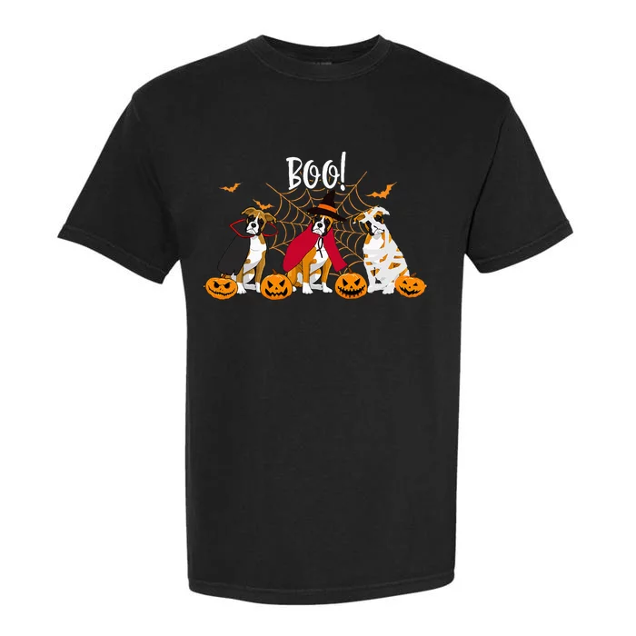 Spooky Boxer Dog Pumpkin Surprise Funny Halloween Gifts Garment-Dyed Heavyweight T-Shirt