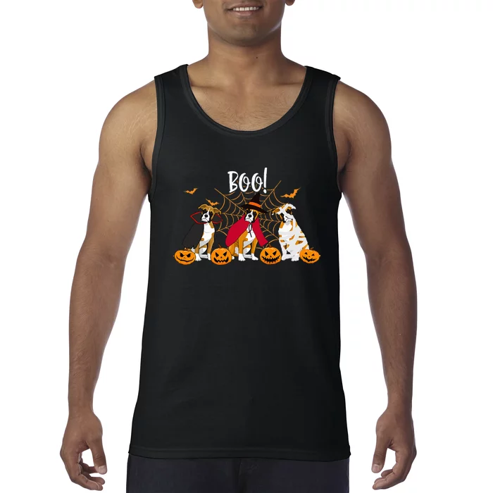 Spooky Boxer Dog Pumpkin Surprise Funny Halloween Gifts Tank Top