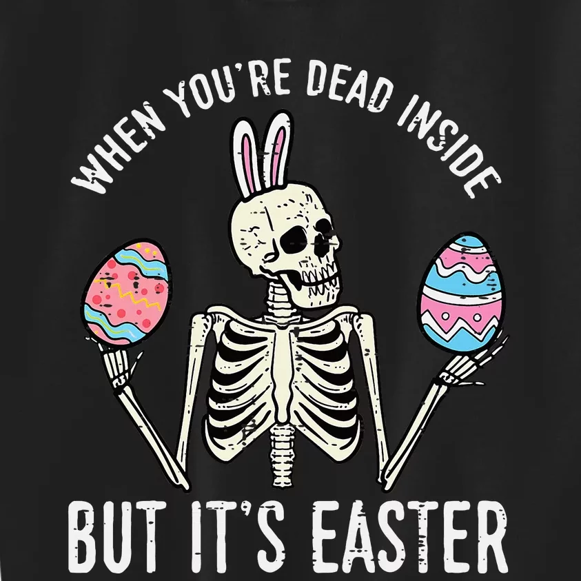 Skeleton Bunny Dead Inside But Easter Funny Kids Sweatshirt