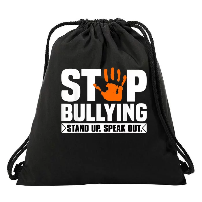 Stop Bullying Design Orange Stand Up Speak Out Unity Day Drawstring Bag