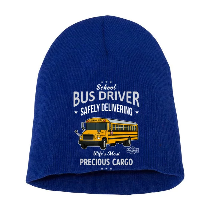 School Bus Driver Safely Delivering Precious Kids Short Acrylic Beanie