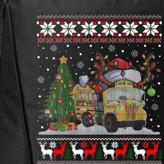 School Bus Driver Reindeer Santa Hat Ugly Christmas City Backpack