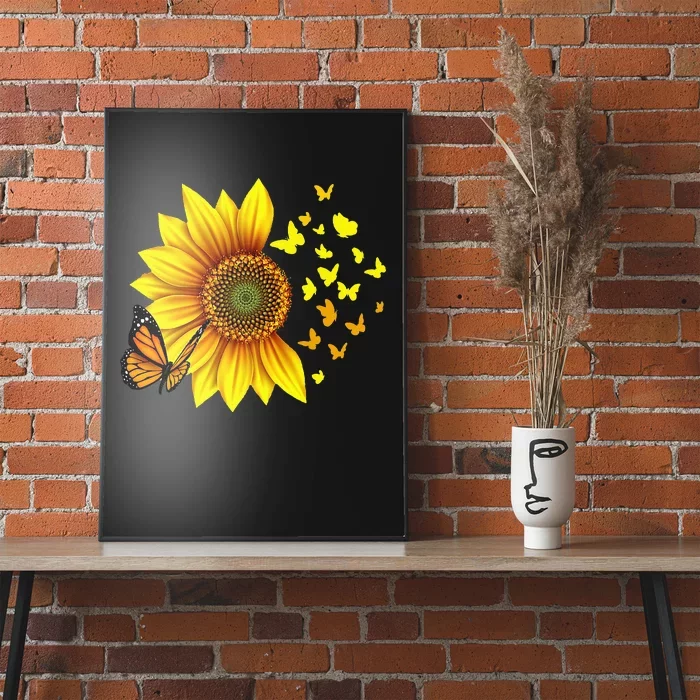 Sunflower Butterflies Design Poster