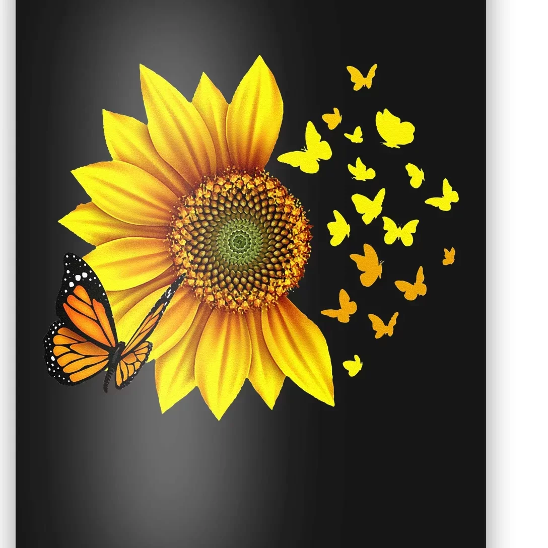 Sunflower Butterflies Design Poster