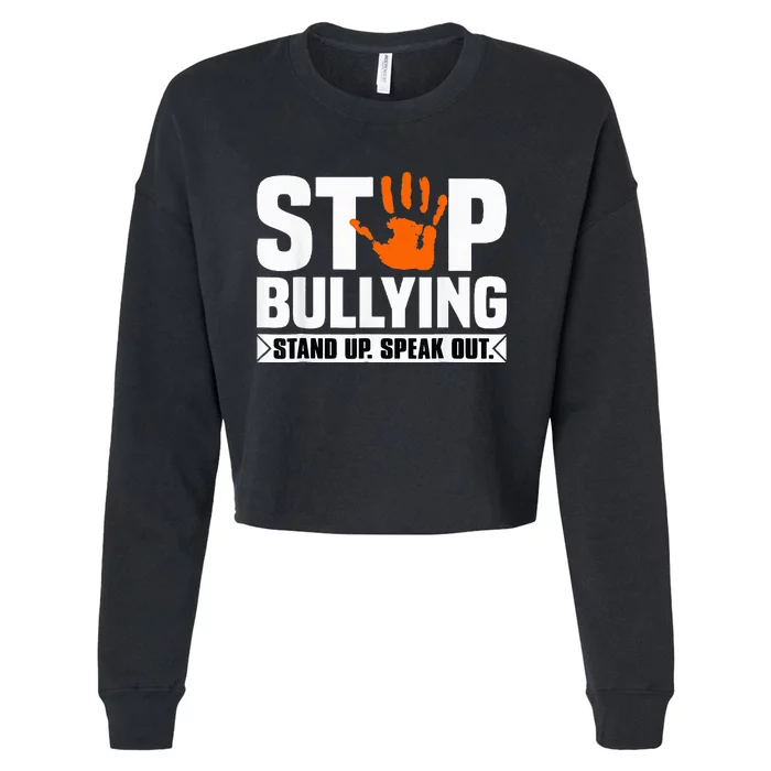 Stop Bullying Design Orange Stand Up Speak Out Unity Day Cropped Pullover Crew