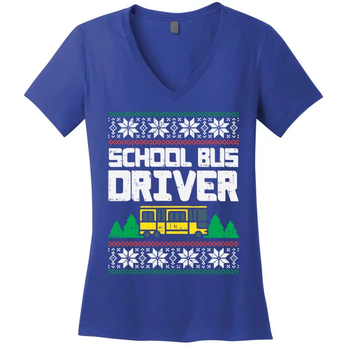 School Bus Driver Ugly Christmas Sweater Funny Xmas Gift Cool Gift Women's V-Neck T-Shirt