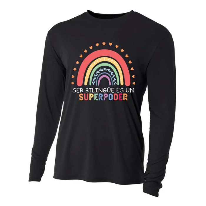 Ser Bilingue Es Un Superpoder Spanish Teacher Back To School Cooling Performance Long Sleeve Crew