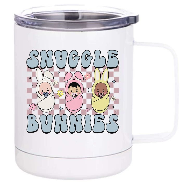 Snuggle Bunnies Easter NICU L&D Nurse Life Happy Easter Day Front & Back 12oz Stainless Steel Tumbler Cup