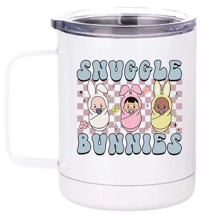 Snuggle Bunnies Easter NICU L&D Nurse Life Happy Easter Day Front & Back 12oz Stainless Steel Tumbler Cup