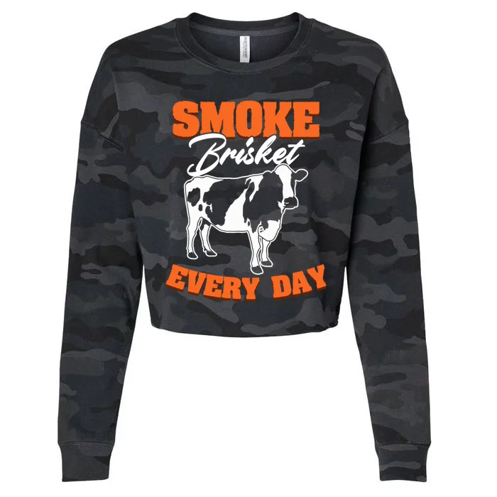 Smoke Brisket Everyday Bbq Grilling Barbecue Smoke Brisket Gift Cropped Pullover Crew