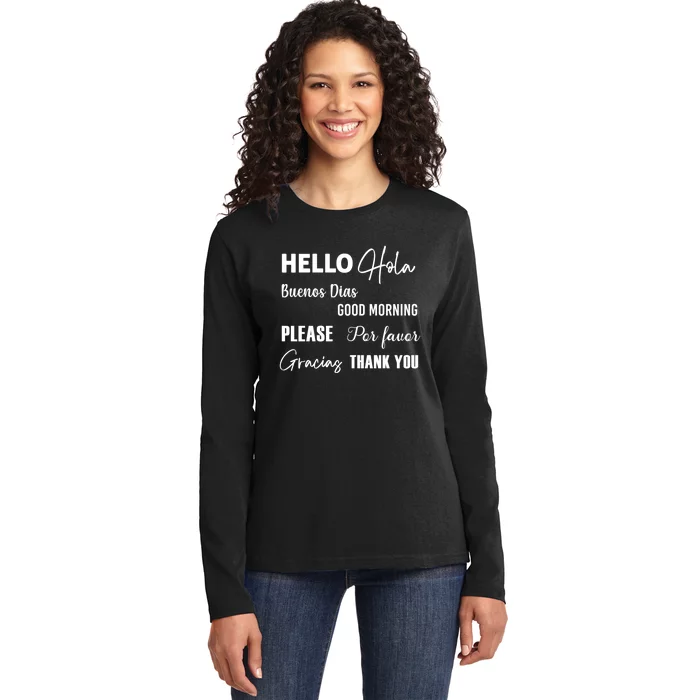 Spanish Bilingual Esol Teacher Bilingual Teacher Maestra Ladies Long Sleeve Shirt