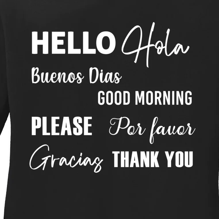 Spanish Bilingual Esol Teacher Bilingual Teacher Maestra Ladies Long Sleeve Shirt