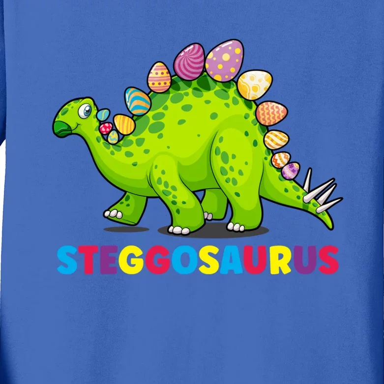 Stegosaurus Bunny Ear Egg Easter Day Dinosaur Dino Great Gift Kids Long Sleeve Shirt