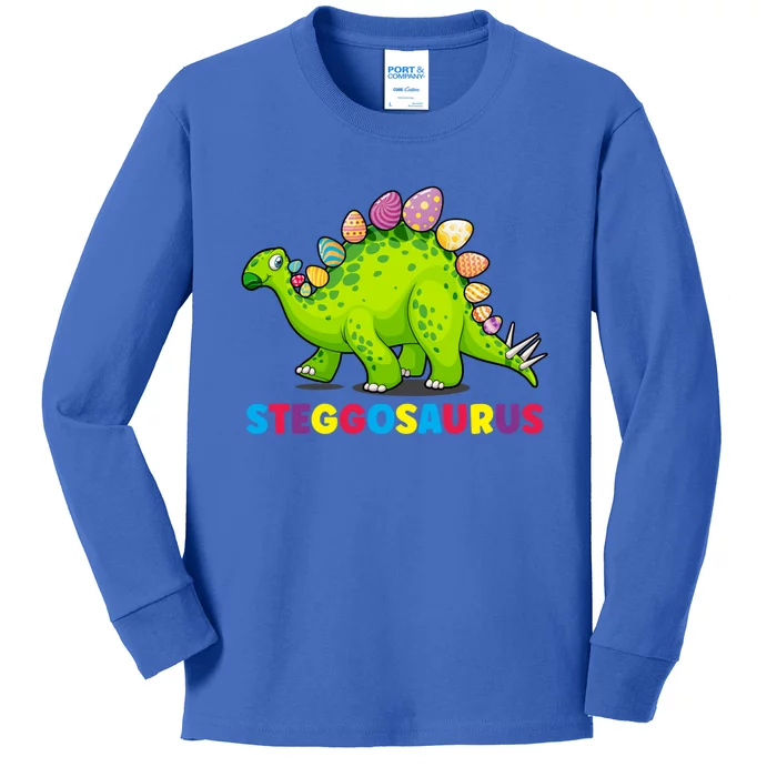 Stegosaurus Bunny Ear Egg Easter Day Dinosaur Dino Great Gift Kids Long Sleeve Shirt