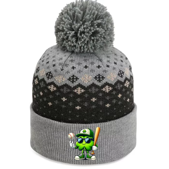 Shamrock Baseball Funny St Patricks Day The Baniff Cuffed Pom Beanie