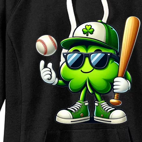 Shamrock Baseball Funny St Patricks Day Women's Fleece Hoodie