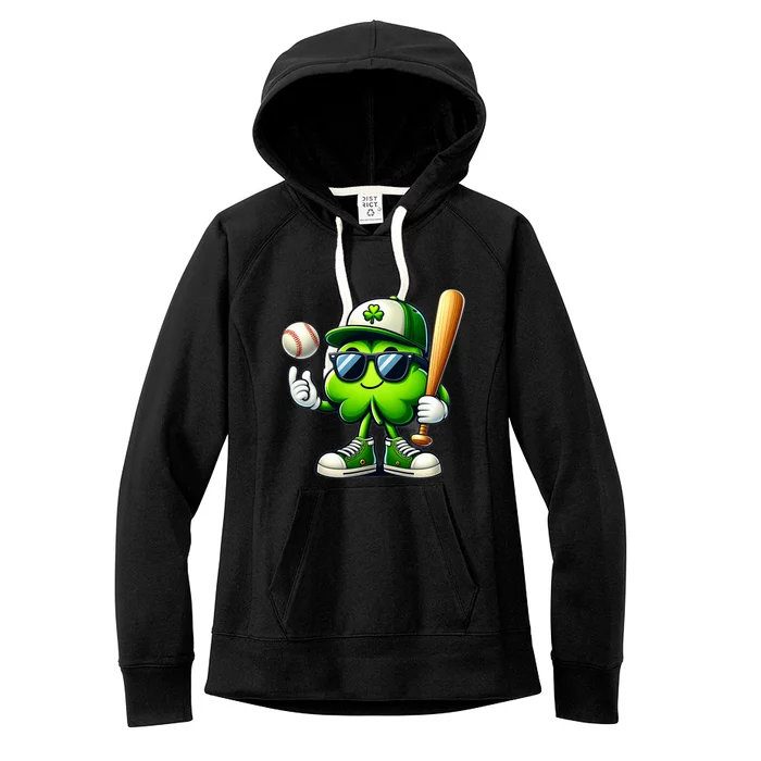 Shamrock Baseball Funny St Patricks Day Women's Fleece Hoodie