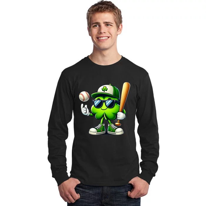 Shamrock Baseball Funny St Patricks Day Tall Long Sleeve T-Shirt