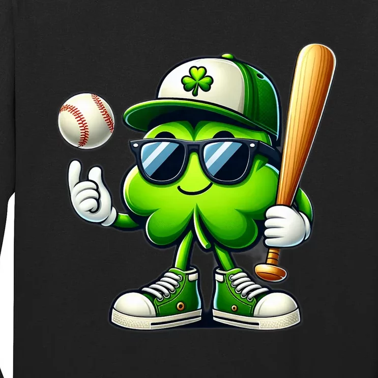 Shamrock Baseball Funny St Patricks Day Tall Long Sleeve T-Shirt