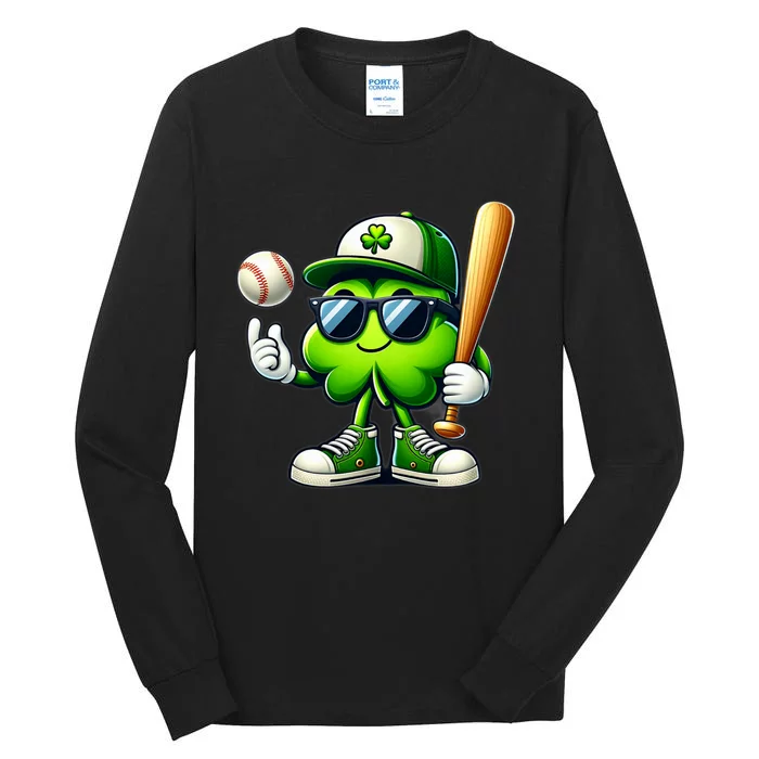 Shamrock Baseball Funny St Patricks Day Tall Long Sleeve T-Shirt