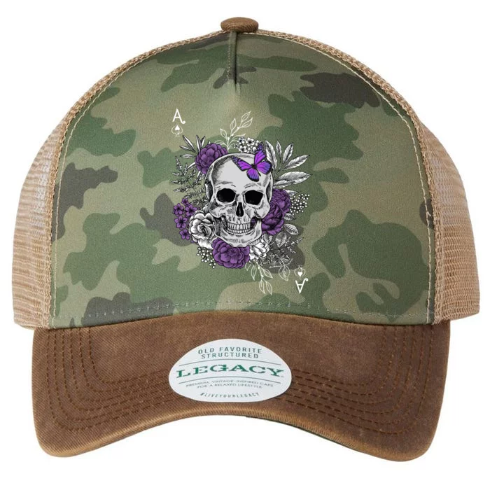 Skull Butterfly Flowers Asexual Ace Proud Lgbt Ally Pride Gift Legacy Tie Dye Trucker Hat