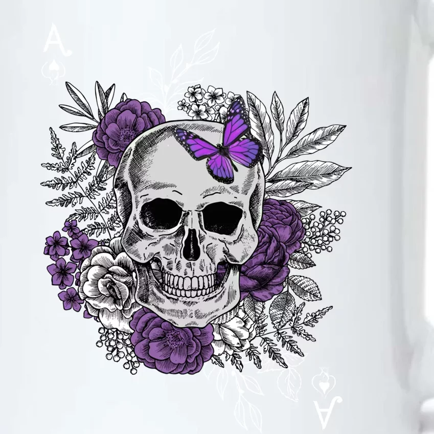 Skull Butterfly Flowers Asexual Ace Proud Lgbt Ally Pride Gift Black Color Changing Mug