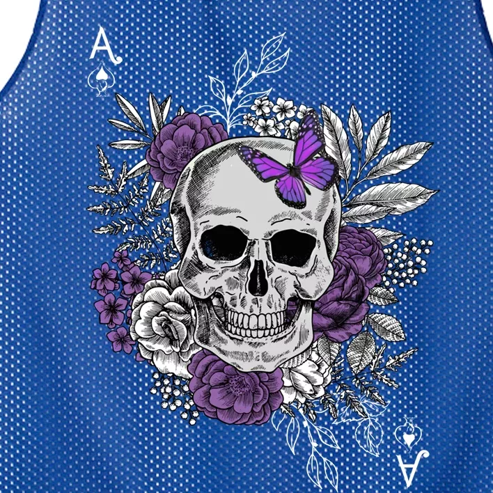 Skull Butterfly Flowers Asexual Ace Proud Lgbt Ally Pride Gift Mesh Reversible Basketball Jersey Tank